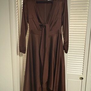 Billy J chocolate long sleeve midi dress